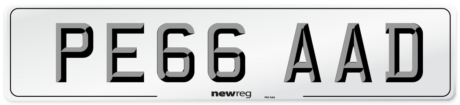 PE66 AAD Number Plate from New Reg
